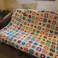 handmade crochet afghan blanket original Hand hooked crochet blanket cushion felt bay window banket granny square