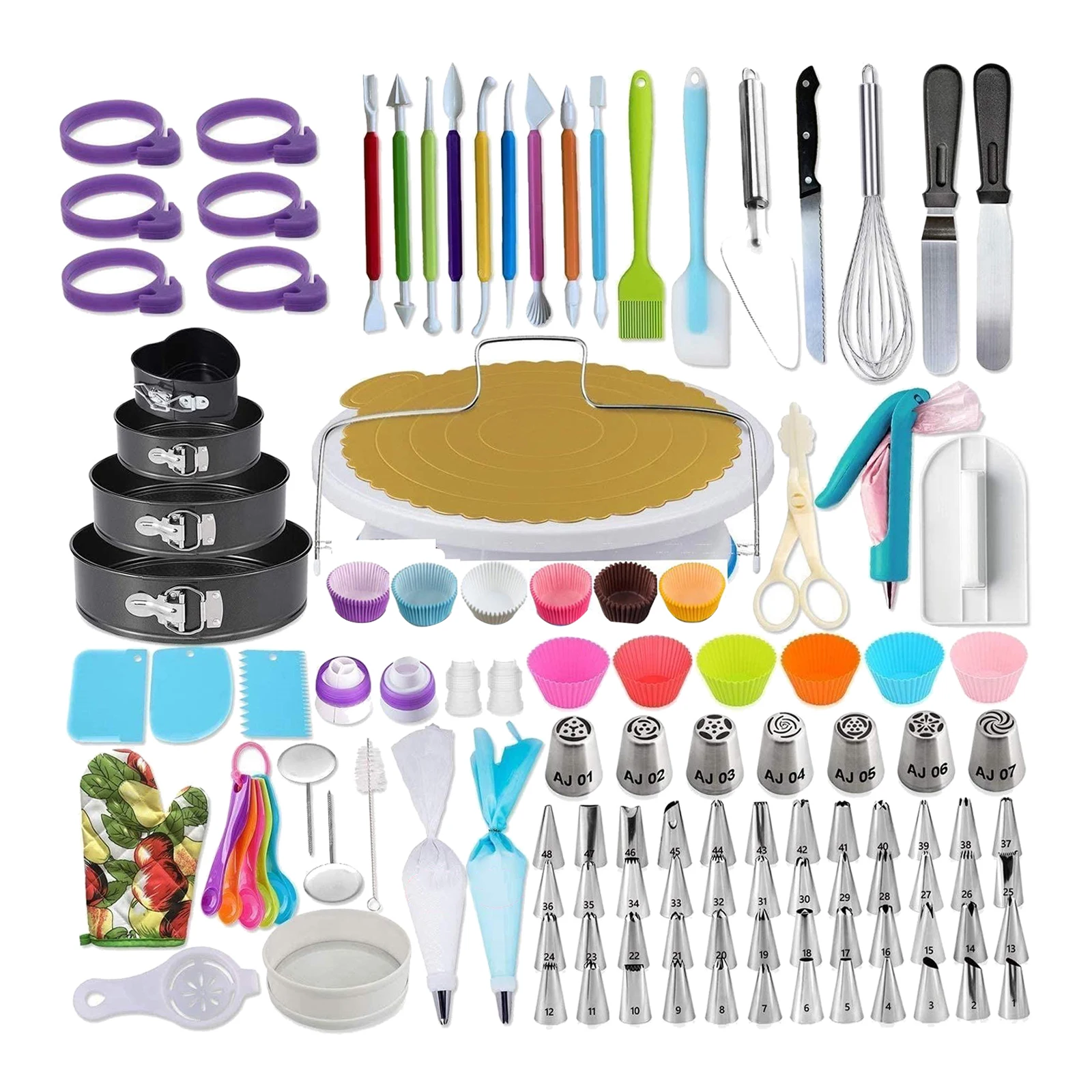 

333x Silicone Pastry Bag Tips Kitchen DIY Cake Decorating Tools Reusable Pastry Bags Nozzle Set