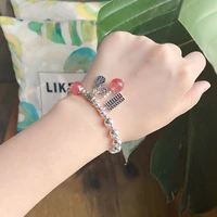 new arrival 30 silver plated trendy natural strawberry quartz female charm bracelets promotion jewelry for women gifts