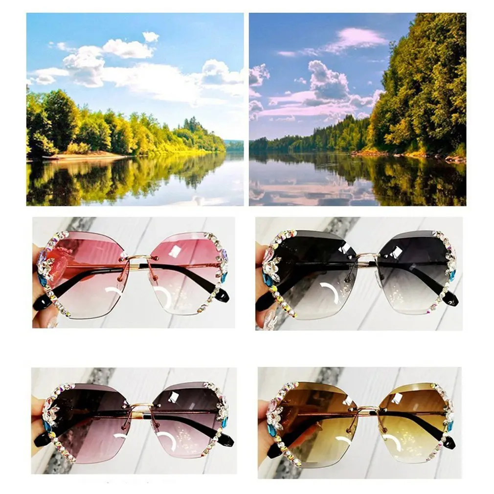 

2021 Fashionable And Elegant Anti Ultraviolet Round Face Slim Rhinestone Sunglasses Versatile Sunglasses