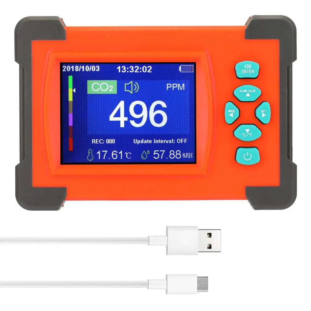 

Портативный детектор углекислого газа полезный CO2 метр монитор качества воздуха с чехол для хранения