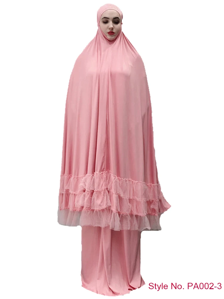 Pink Prayer Dresses Мусульманская женская молитвенная одежда Khimar юбка комплект длинное платье хиджаб Арабская абайя Jilbab Niqab Afghanistan Clothes For Namaz - Цвет: Pink Prayer Dresses
