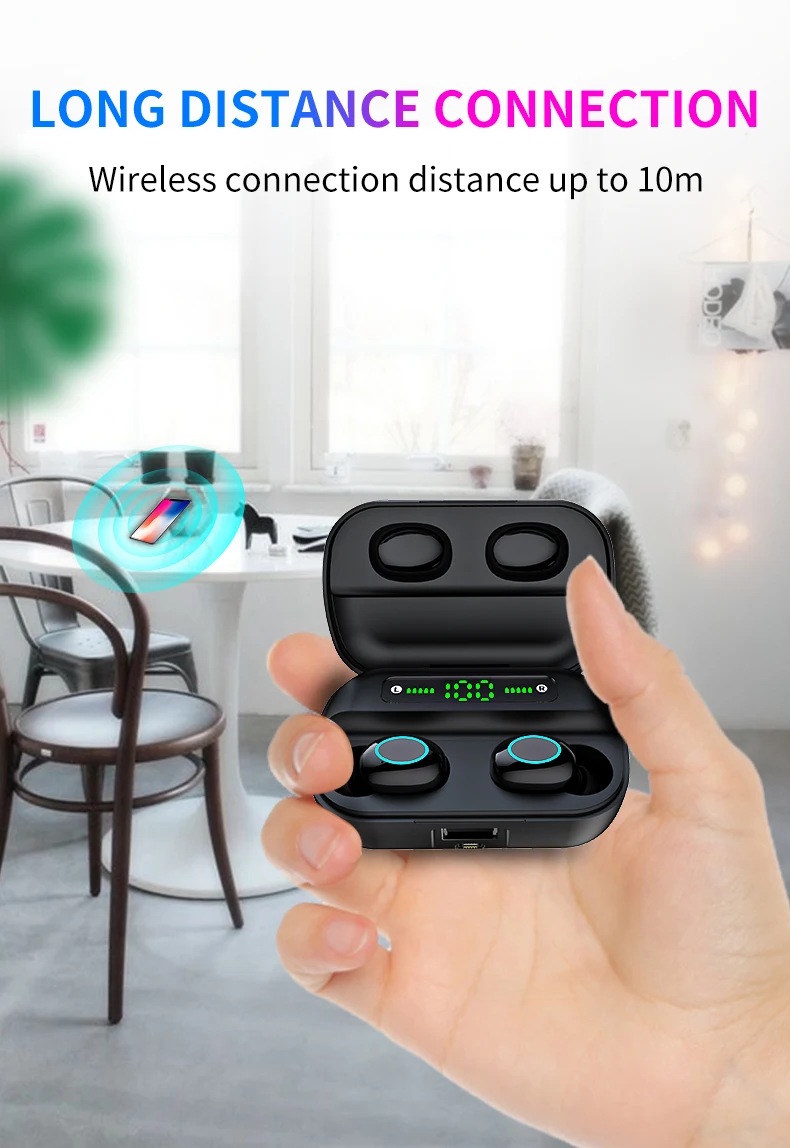 HBQ Touch Bluetooth V5.0 наушники портативные TWS беспроводные мини наушники 3D стерео гарнитура 3500 мАч как внешний аккумулятор с светодиодный дисплеем