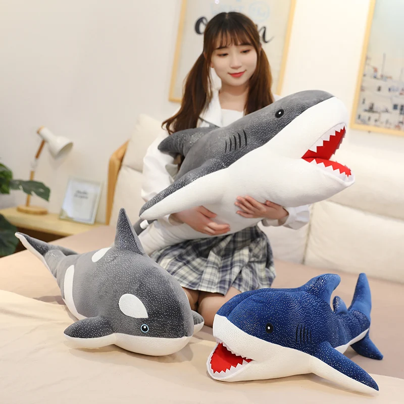 

New Hot Huggable Lovely Big Size Soft Toy Plush Shark Stuffed Toys Sleeping Cute Pillow Cushion Animal Gift For Children