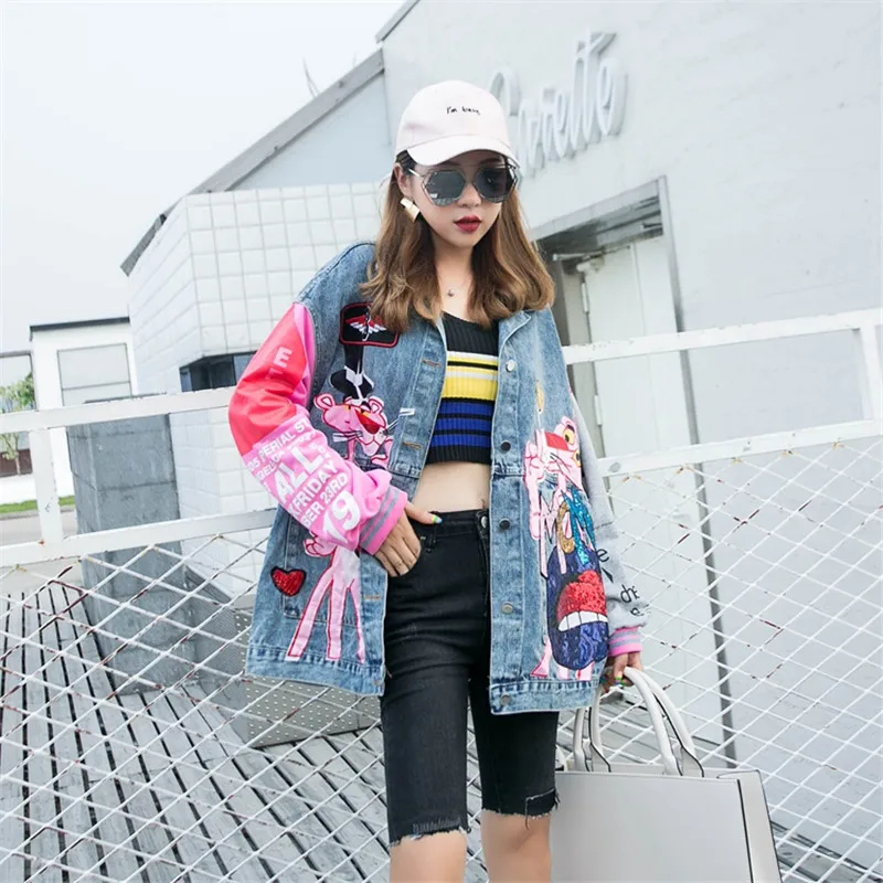 Женская джинсовая куртка бомбер с длинным рукавом и отложным воротником| |