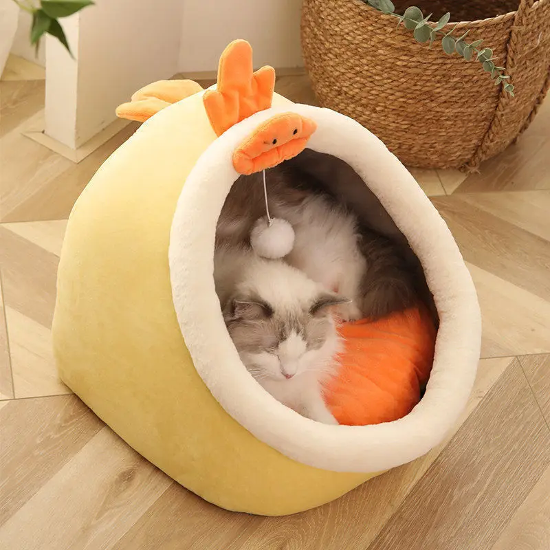 

Warm Cats Bed Cute Cats House Kitten Lounger Cushion for Small Pet Sleep Tent Washable Cats Sleeping Bag Soft Dogs Basket Cave