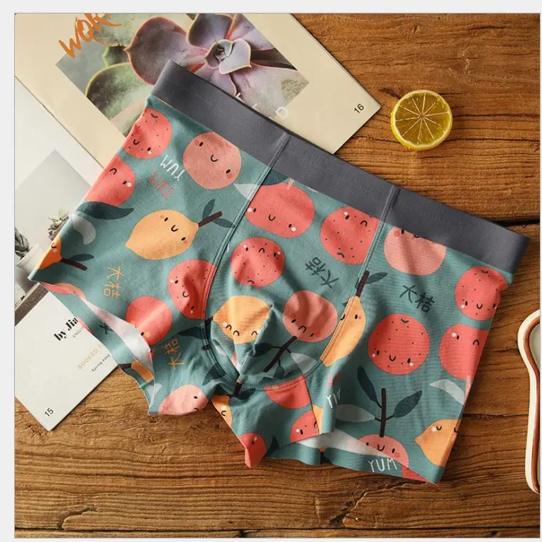 

personality cute print male underwear men's soft modal cotton seamless mid-waist boxer shorts
