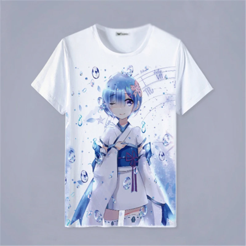1pcs Anime Re:Life in A Different World from Zero Ram Rem Printed Unisex Short Sleeve T-shirt Cosplay Costume Women Men Gift |