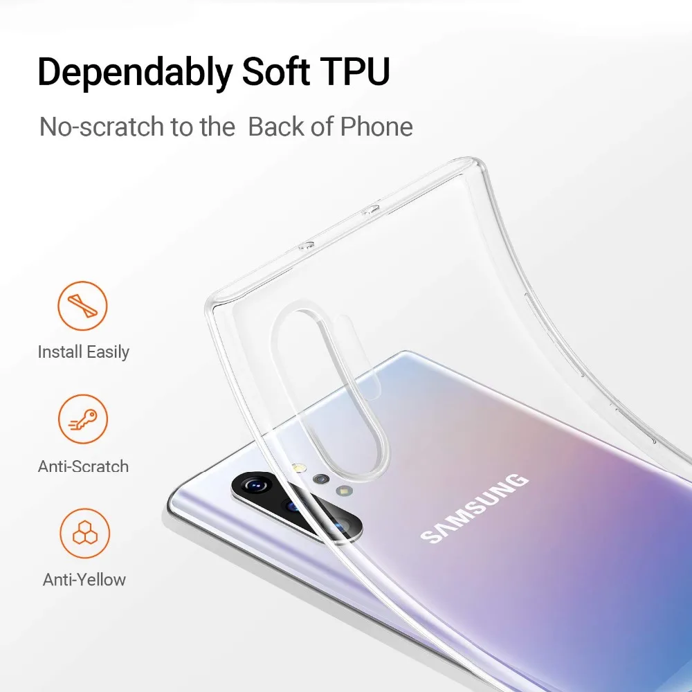 Модный чехол для samsung Note 10 Plus, тонкий прозрачный мягкий ТПУ чехол для Galaxy Note 10, защитный чехол для телефона Note10
