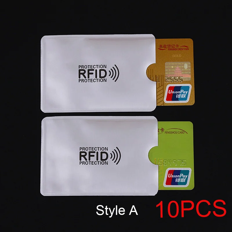 Style A 10PCS 10 шт., анти-RFID Блокировка, кредитный держатель для карт, ID, банковский Чехол для карт, защита, Алюминиевый металлический, умный, Противоугонный держатель для карт, протектор - Цвет: Style A 10PCS