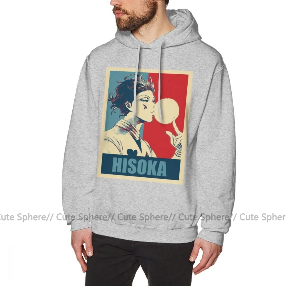 Hisoka Толстовка HxH Hisoka толстовки длинная X пуловер Толстовка мужская Осенняя уличная мода хлопок синие толстовки - Цвет: Gray