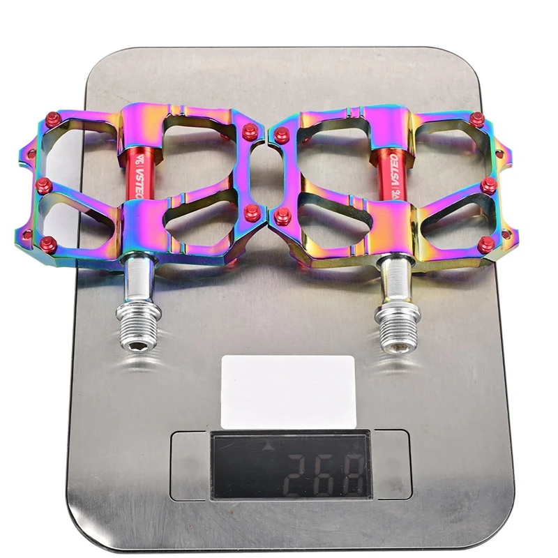 

VSTEO Bike Pedal Ultralight Bicycle Pedal CNC 3 Bearing Aluminum Pedal Electroplated Rainbow for MTB Road Bike