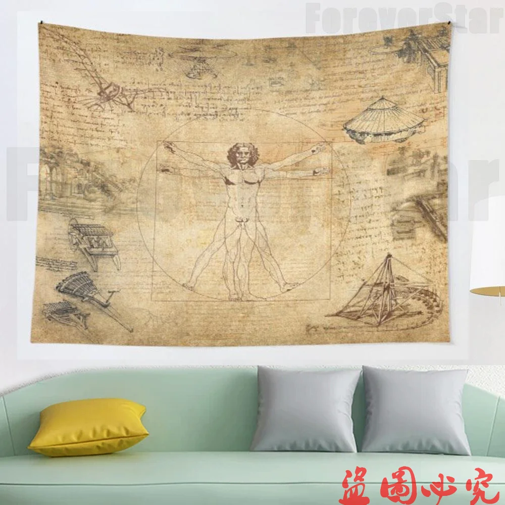 

Leonardo da Vinci The Vitruvian Man tapestry Wall Hanging Tapestries for Living Room Bedroom Home Decor
