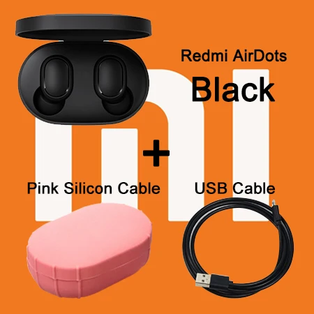 CN Case Cable 12 Xiaomi Redmi Airdots Ture Беспроводные bluetooth 5,0 наушники AI Голосовое управление стерео активные шумоподавления наушники с микрофоном - Цвет: CN Case Cable 12