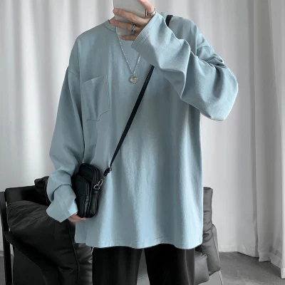 

Autumn and winter men's turtleneck long-sleeved T-shirt Korean loose solid color bottoming shirt tide