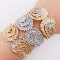 larrauri 2 pcs trendy women bangle braceletring sets luxury wide cubic zirconia wedding female wedding jewelry sets