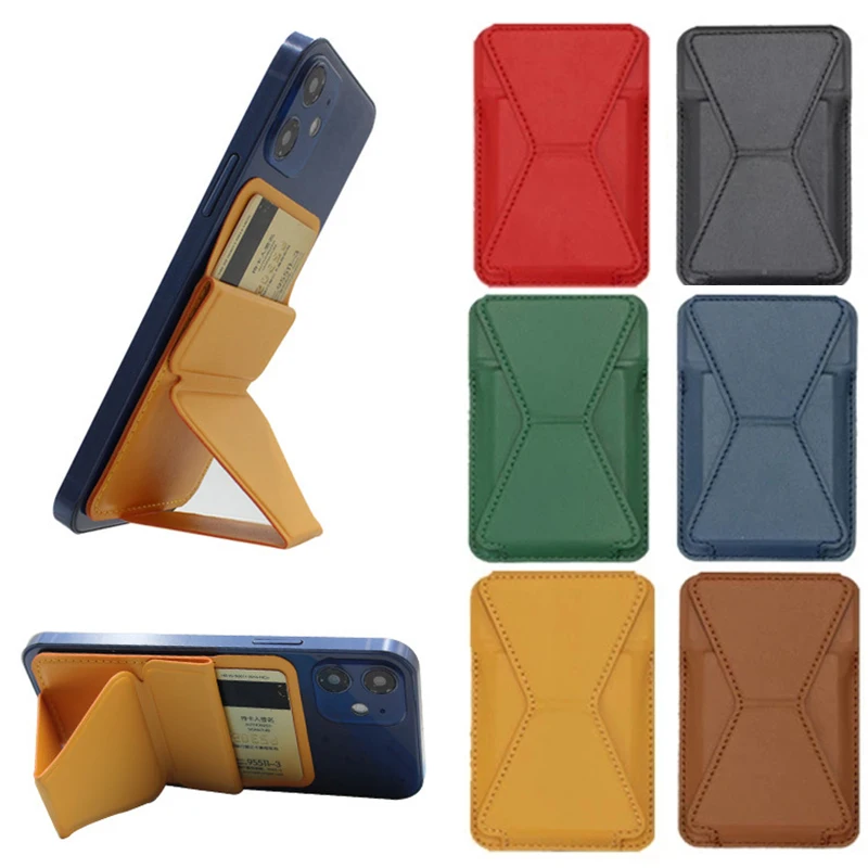 For iPhone Magsafe Magnetic Card Slots Holder Macsafe Case 12 Pro Max Mini Mag safe Cover Magnet Leather Wallet Stand | Мобильные
