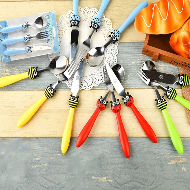 Мультфильм Божья коровка из нержавеющей стали посуда детский столовый набор