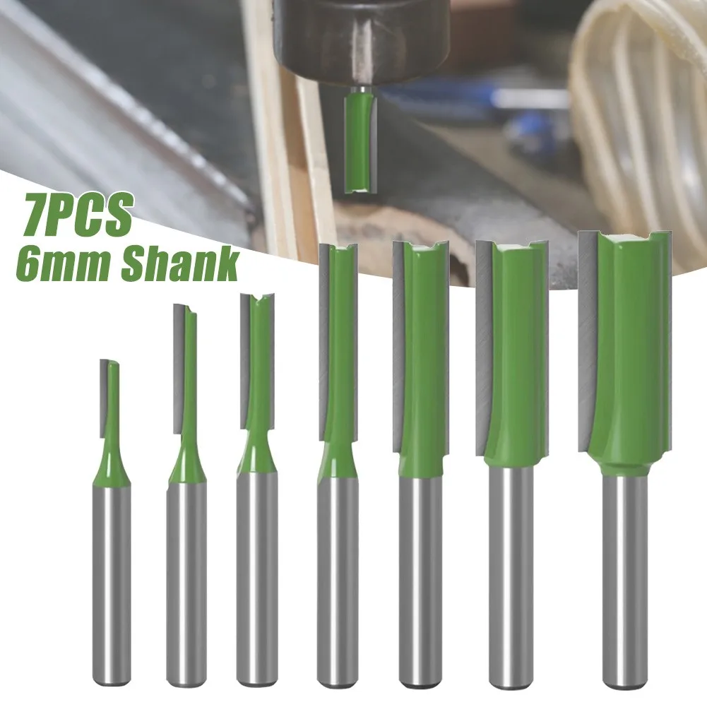 

7Pcs/set 6mm Shank Single Double Flute Straight Router Tungsten Carbide Router Bit For Woodworking Tool