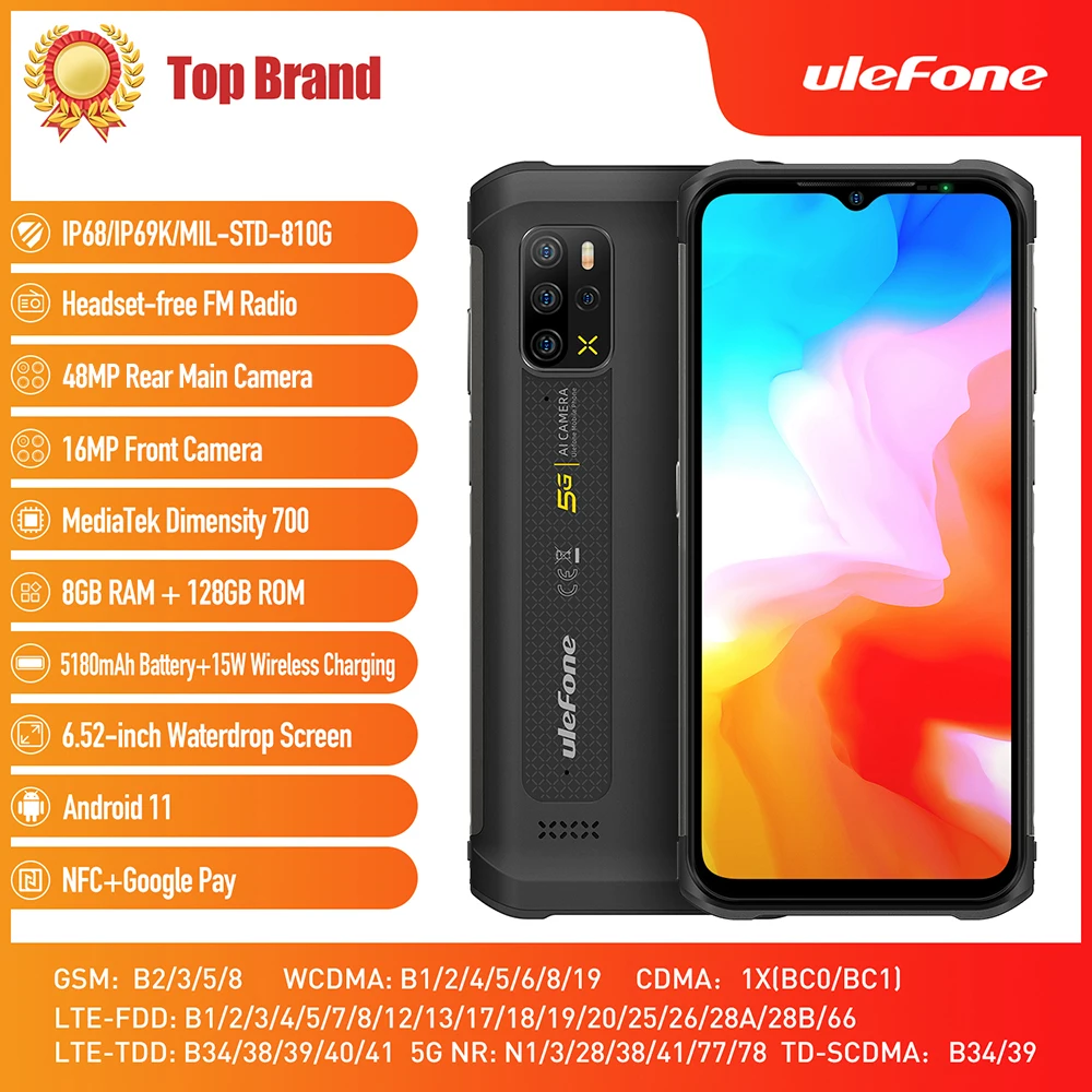 Ulefone Armor 12 смартфон с 5 дюймовым дисплеем ОЗУ 8 Гб ПЗУ 128 ГБ 6 52 мАч|Смартфоны| |