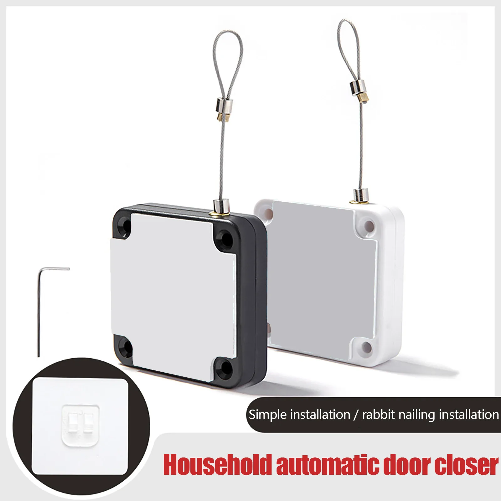 

Automatic Door Closer Multifunctional Household Buffering Retractable Residential Commercial Punch-Free with Easy to Install