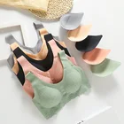 Сексуальный красивый бюстгальтер без стальных косточек, цельный бюстгальтер, бесшовное нижнее белье, полностью кружевное, с рисунком крыла, из пенолатекса, отдельная чашка