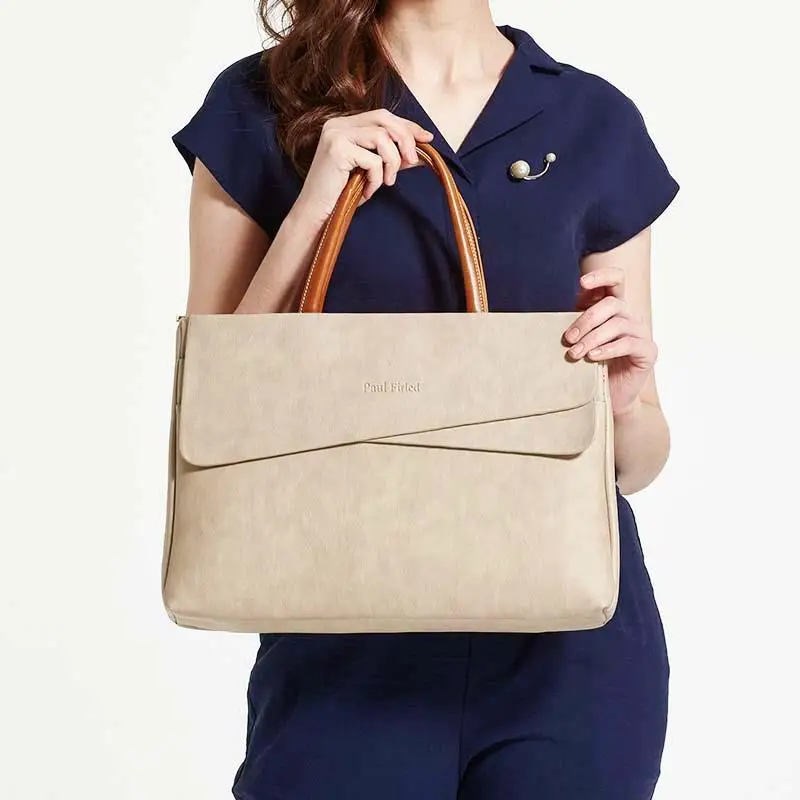 Women's Laptop Handbag 12/13/14/15-inch female fashion Business PU Leather Handbag One Shoulder Diagonal Briefcase Commuter Bags
