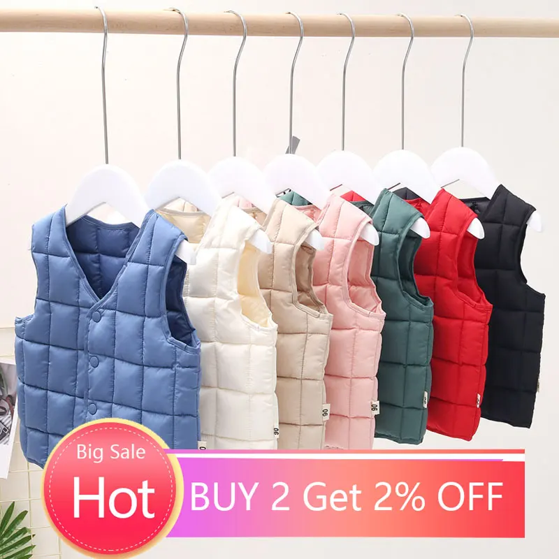 2019 г. Осенний хлопковый жилет для девочек куртки жилеты зимнее Детское пальто