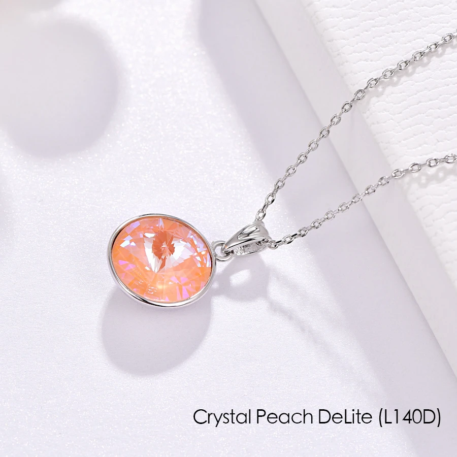 Ожерелье с кристаллами Swarovski, новая мода, круглый камень Bella RIVOLI, ожерелье с кулоном для женщин, элегантные вечерние ювелирные изделия на свадьбу - Окраска металла: L140D