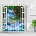 Тканевая занавеска для душа, с 3d-изображением водопада, джунглей, зеленых растений, природного ландшафта, креативный декор, занавеска для ванной
