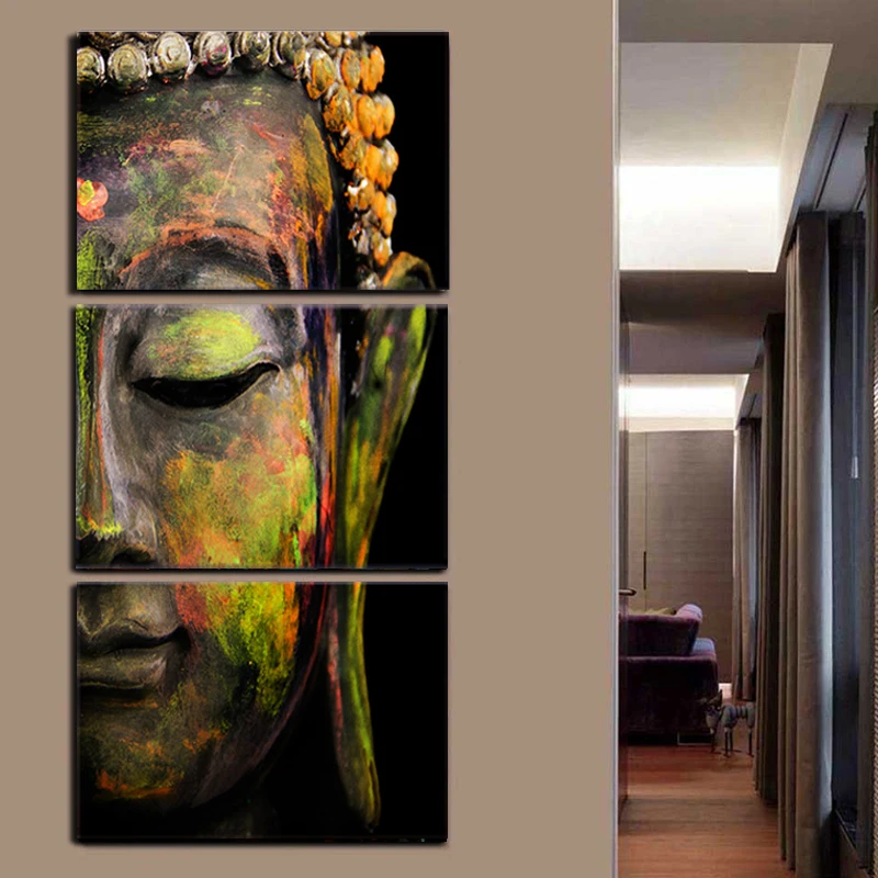 Самоотверженно 3 панели/набор современного искусства Красочный в форме головы