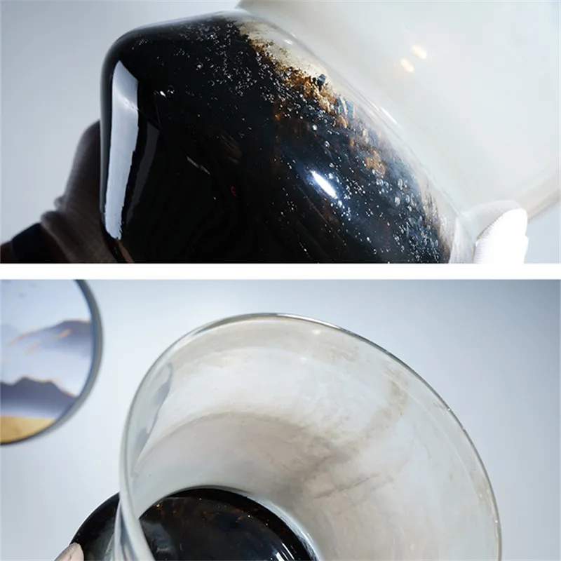 

Modern minimalist black and white gradient glass vase creative flower arrangement flower decoration Chinese style vase gift