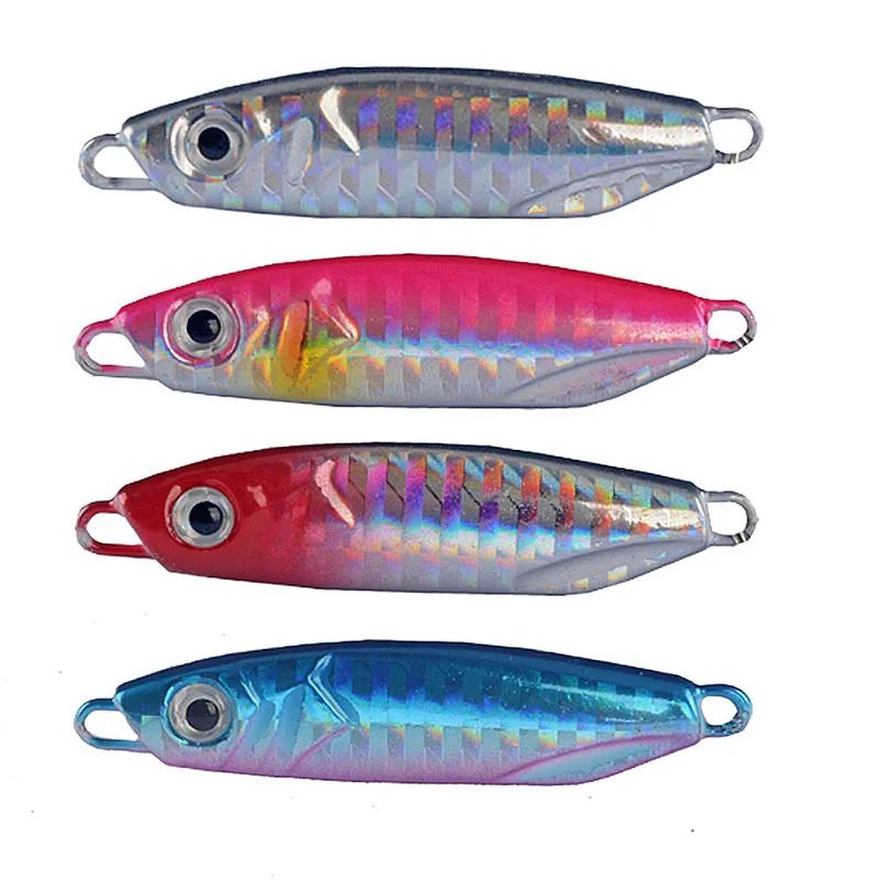 

Приманка для морской рыбалки, искусственная железная пластина, жесткая приманка 4 шт./компл. 5 см/21 г, 3D глаз 6 # с крючком, блестками, бионическ...