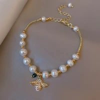 freshwater pearl bracelet diamond bee bee drip freshwater pearl bracelets korean fashion jewelry charm bracelets for women