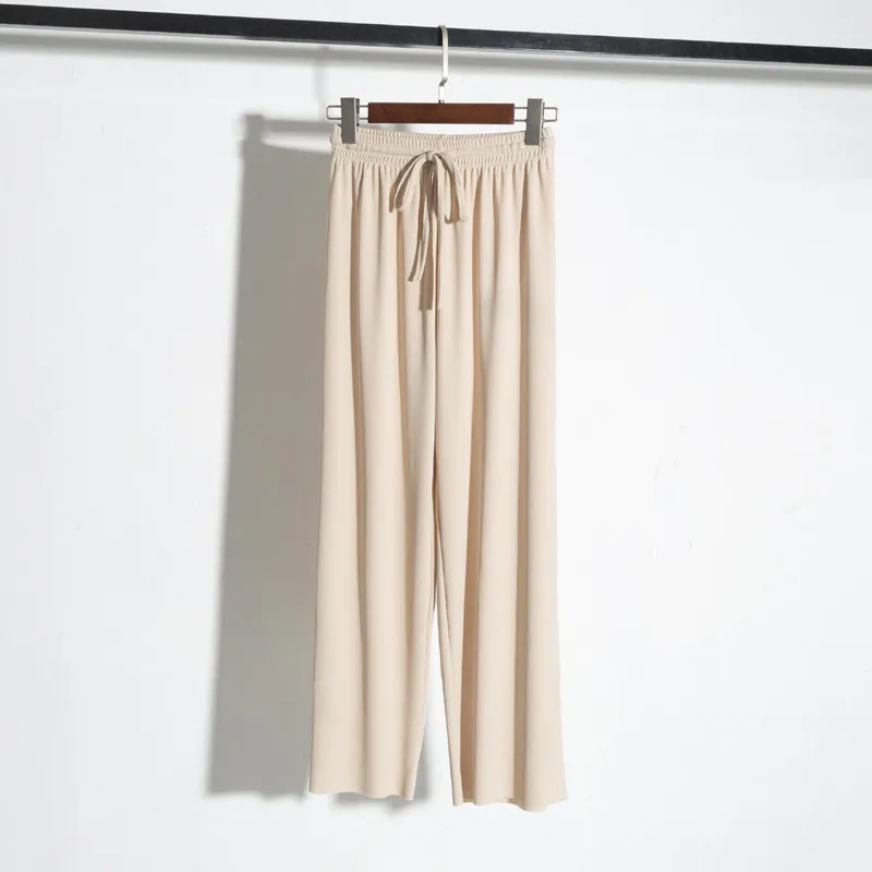 Брюки женские из вискозы с широкими штанинами тонкие свободные трикотажные