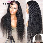 YYong 180% толстый парик 1x4 и 1x6 T с кружевной частью бразильский парик из человеческих волос с глубокой волной, прозрачные кружевные парики, парик с глубокой кутикулой, 30 дюймов