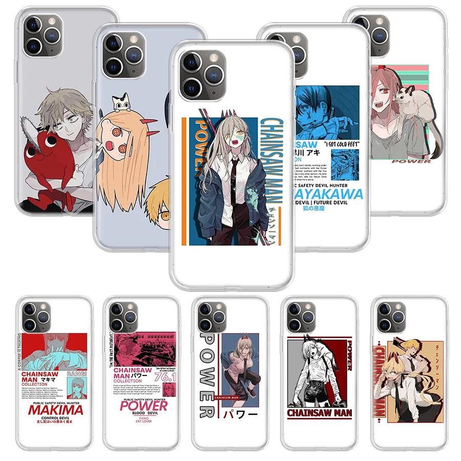 

Cartoon Anime Chainsaw Man Smartphone Case Carcasa For iPhone 13 Mini 11 12 Pro Max XR X XS Max 7 8 6 6S Plus Soft Cover Coque