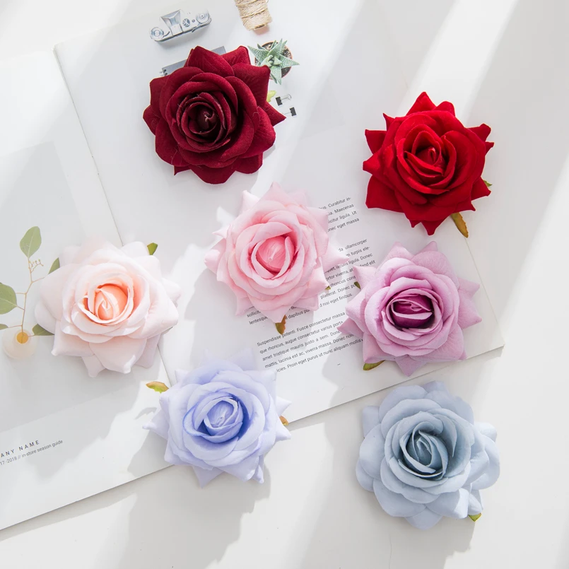 

Artificial Silk Roses Heads for Wedding and Christmas Decorations, Cheap Flowers, Wall Scrapbooking, Needlework, Fake Plants, 5P