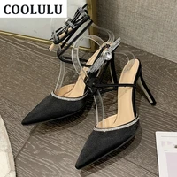 agodor lace up stiletto heels hot pink pumps women slingback thin high heel pointed toe women shoes glitter bling pumps sexy