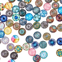 12mm random mixed cashew flowers round pattern glass cabochons flatback photo dome jewelry cameo pendant base