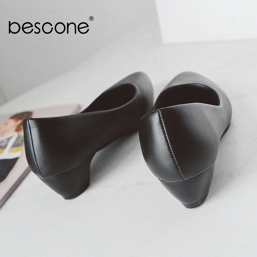 BESCONE/модные женские туфли лодочки ручной работы Повседневные на среднем каблуке