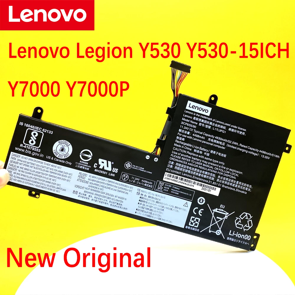 New Original Lenovo Legião Y530 Y53015ich Y7000 Y7000p 2022 2022 L17c3pg1 L17c3pg2 L17l3pg1 L17m3pg1 L17m3pg3 Bateria do Portátil Baterias p/ laptop