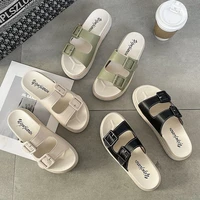 2021 summer new ladies platform sandals casual shoes chunky leather sandals outdoor beach sandals ladies flat sandals