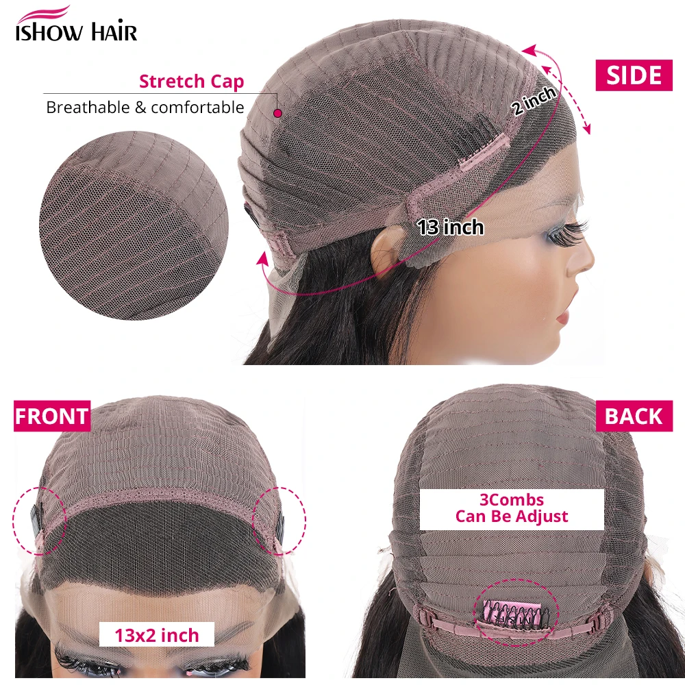 Парик Ishow Blunt Cut Bob 13x2 Короткие парики из человеческих волос на сетке спереди