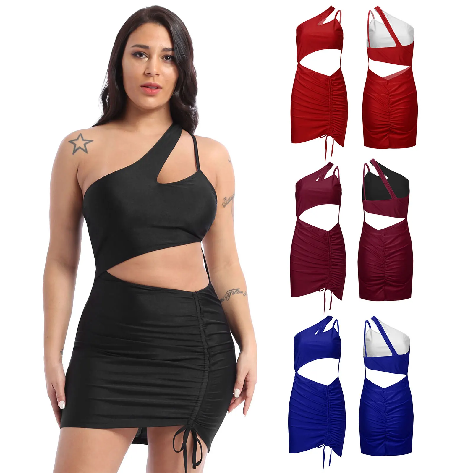 Необычное женское мини платье на одно плечо женская Сексуальная плиссированная