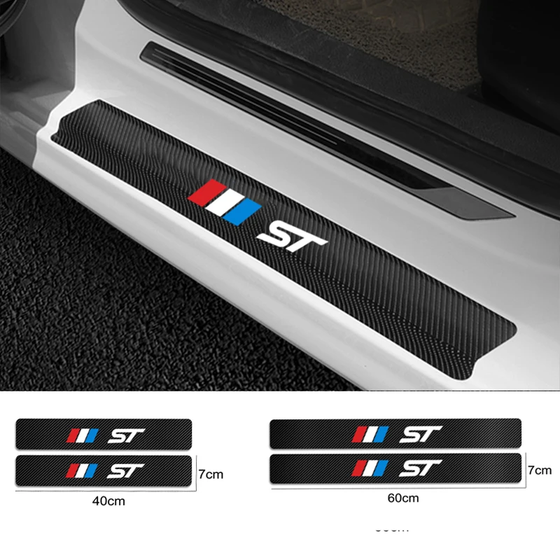 4 шт. кожаные виниловые наклейки на пороги автомобиля Ford ST Racing Focus 2 3 Fiesta Ecosport