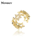 Новинка 2021, модное кольцо с ажурным дизайном в виде звезды для женщин и девушек, Золотое медное кольцо для вечеринки, женская бижутерия, Прямая поставка