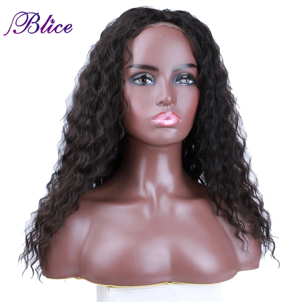 Blice Synthetic Closure Wig Deep Wave Long Hair Extensions Mixed 30% Human Hair Natural Style 18 Inch Medium Length For Women