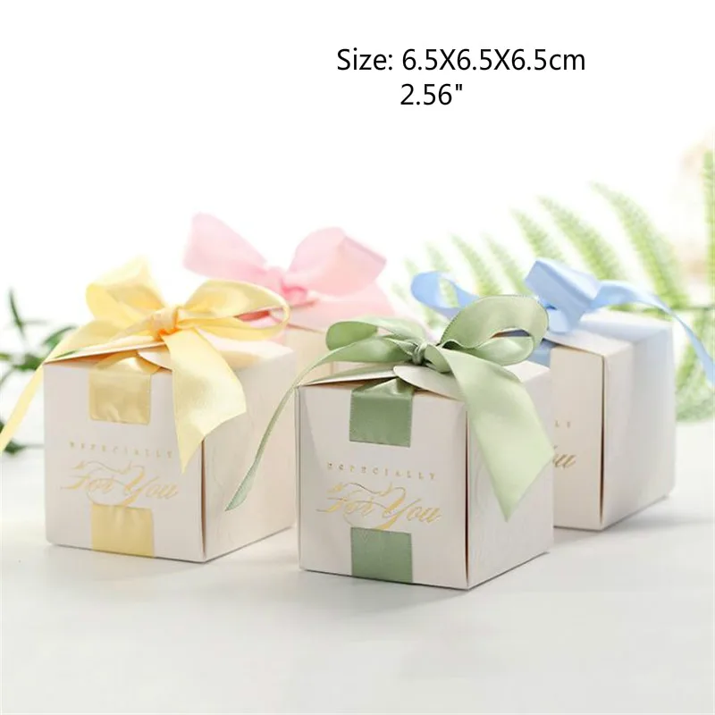Квадратная коробка для свадебных сувениров 2 56 дюйма конфет с лентой