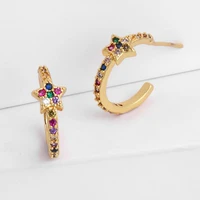star hoop earrings mini small water drop pendant colors zircon earring trendy fashion jewelry luxury gold color aretes rainbow